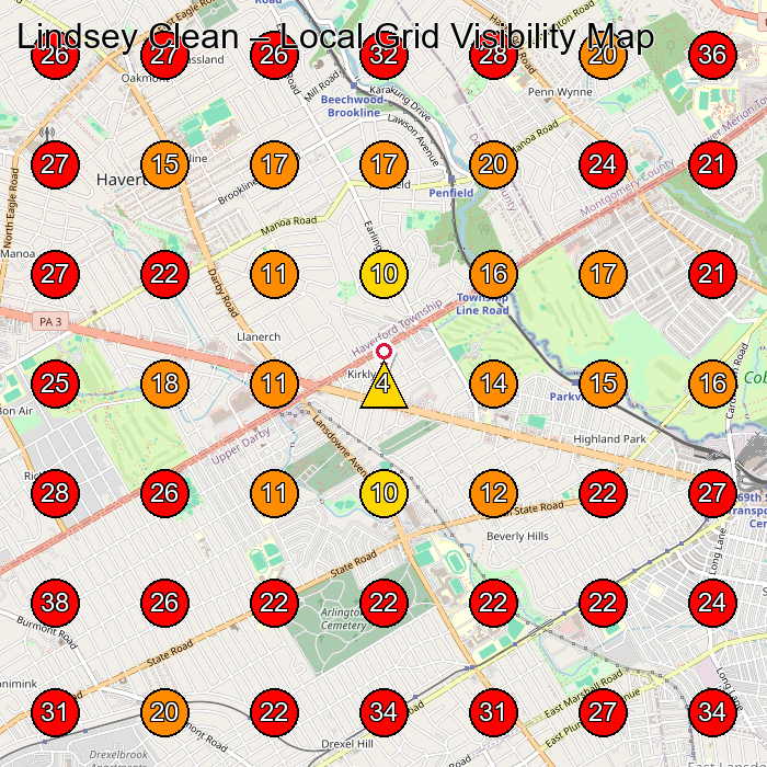 Lindsey Clean GeoGrid visibility map for Paving Contractor in Havertown
